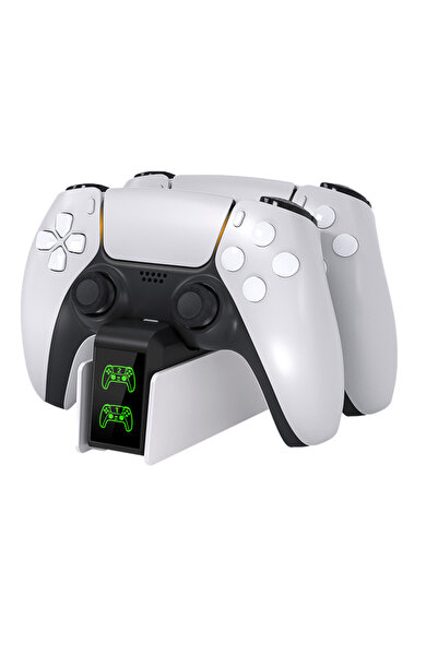 Choice شاحن وحدة تحكم PS5 باللون الأبيض مع قاعدة شحن DualSense وحامل شاحن مزد...