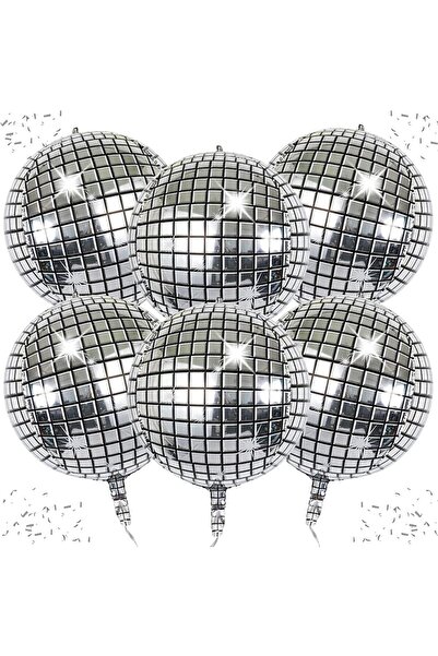 Choice 6 قطع من بالونات الديسكو، عبوة من 6 بالونات فضية 4D، مقاس 22 بوصة، زين...