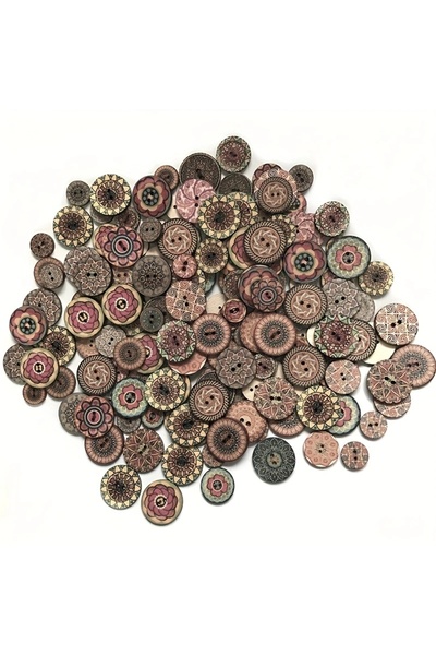 Choice 15mm 100pcs Mixed color 100PCS/Pack Painted Gear Wood Buttons for Handwork Sewing Scrapbook Clothing