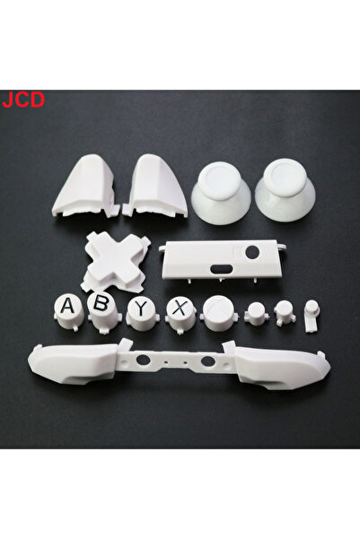 JCD مجموعة واحدة من أزرار استبدال الكروم الكاملة باللون الأبيض لجهاز Xbox One S ومقبض Dpad ABXY ومقبض الزناد وعصا Pa