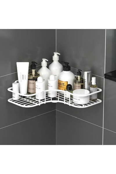 Choice رف تخزين أبيض مقاس 1 قطعة من الحديد المثلث للمطبخ والحمام رف تخزين سميك للزاوية