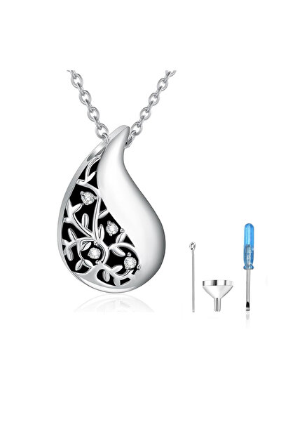 Choice Silver Cremation Jewelry Teardrop Urn Necklace for Ashes Stainless Steel Memorial Pendant for Ashes