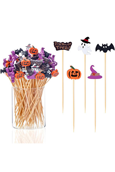 Choice 50Pcs Mix 50/100Pcs Halloween Party Toothpicks Disposable Bamboo Skewers Pumpkin Ghost Fruit Fork Ca