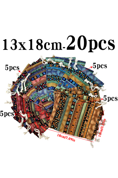 Choice 13 × 18 سم - 20 قطعة 20 قطعة حقيبة برباط بنمط مصري ملون - حقيبة تخزين ...