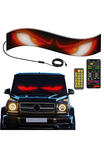 Choice 16 × 64 مصباح LED 9 × 37 سم لافتة LED لشاحنة سيارة عين الشيطان إعلانية متحركة للسيارة USB 5 فولت بلوتوث تحكم في التطبيق