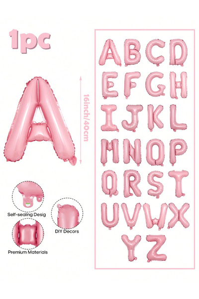 Choice 16INCH Pink letters A 16 inch pink letter decoration balloon, A-Z alum...