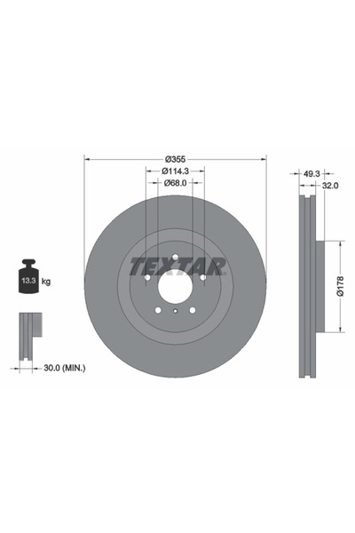 TEXTAR Disc Frana Infiniti Fx/G/M37 Nissan 370Z Roadster/370Z Cupe