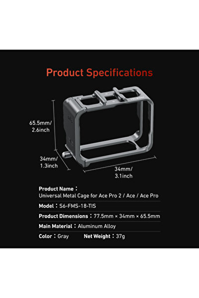 Choice كما هو موضح في حافظة TELESIN الواقية المصنوعة من سبائك الألومنيوم سريعة الفك لكاميرا Insta360 Ace pro 2 Ace Pro A