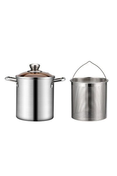 Choice بدون ملقط LMETJMA 3L قدر قلي عميق من الفولاذ المقاوم للصدأ مع سلة بخار...