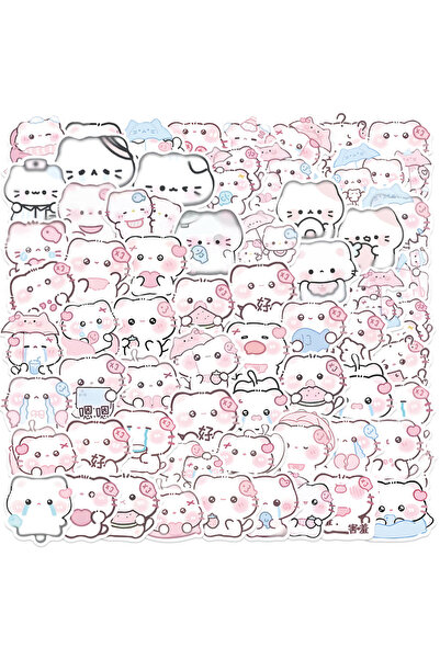 Choice ملصقات قطط كاواي متعددة الألوان، 64 قطعة، ملصقات قطط وردية لطيفة، ملصق...