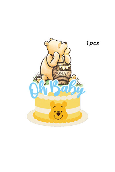 Miniso 1pcs Winnie the Pooh Cake Topper、Cupcake Toppers，Winnie the Pooh Birthday Decorations， Theme Party