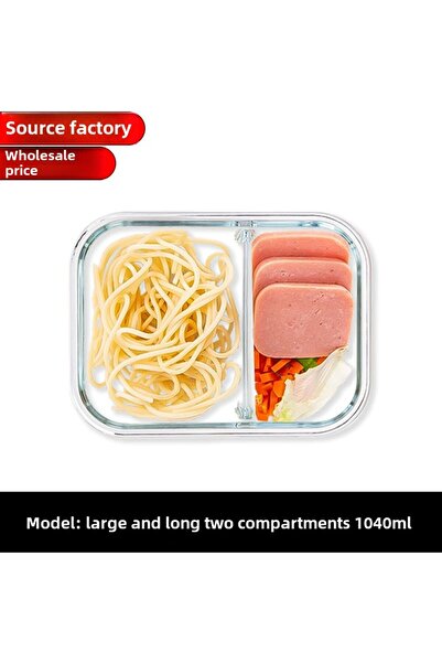 Choice Y81 1040T Blue Glass Lunch Box Sealed Fresh-Keeping Box with Lid Porta...