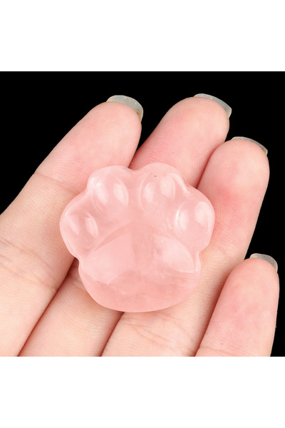 Choice 30x28mm Rose Quartz 1PC Cat Paw Natural Crystal Ornaments Amethyst Ros...
