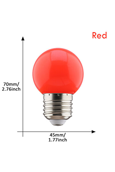 Parkson لمبة إضاءة ليد E27 220 فولت حمراء، 20 قطعة، لمبة إضاءة ليد E27 220 فو...