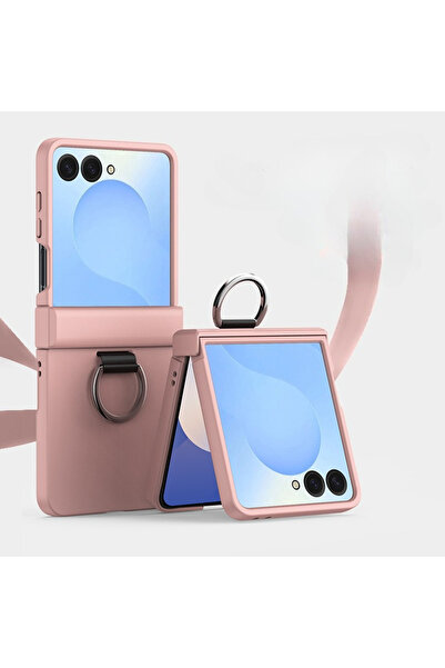 Choice جراب هاتف Galaxy Z Flip5 وردي اللون ذو ملمس صلب لهاتف Samsung Galaxy Z...