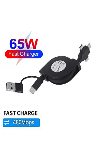 Choice كابل بيانات PD65W سريع الشحن 3 في 1 من نوع Micro Type C أسود اللون لشح...