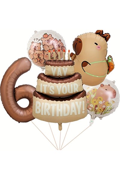 Choice مجموعة أخرى - 6 قطع من كعكة عيد الميلاد على شكل حيوان كابيبارا الكرتون...