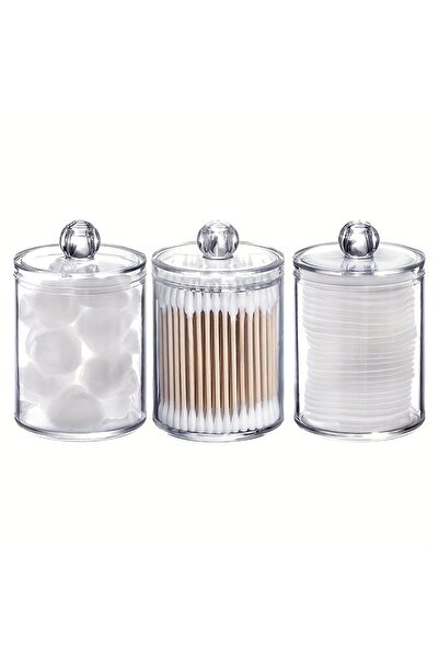 Choice حامل كرة مسحة قطنية بلاستيكية شفافة، 3 قطع، عبوة من 1/2/3، منظم حمام 1...