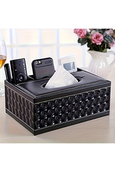 Choice غطاء أنيق لعلبة المناديل من الجلد الصناعي مع حامل جهاز تحكم عن بعد - د...