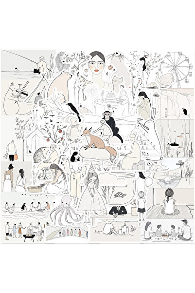 Choice ملصقات فنية جمالية متعددة الألوان، 50 قطعة، ملصقات فنية تجريدية، ملصقا...