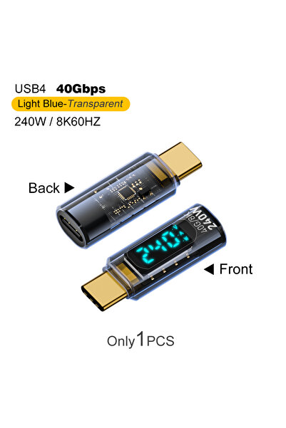Choice محول USB4 Type C بسرعة 40 جيجابت في الثانية LT Blue بسرعة 40 جيجابت في الثانية وشاشة رقمية وكابل USB 4 Thunderbolt 4/5/3 بسرعة 80 جيجابت في الثانية
