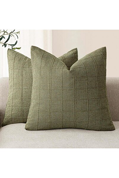 Choice غطاء وسادة مربع أخضر أخضر 40 × 40 سم، قطعة واحدة، غطاء وسادة مزخرف من ...