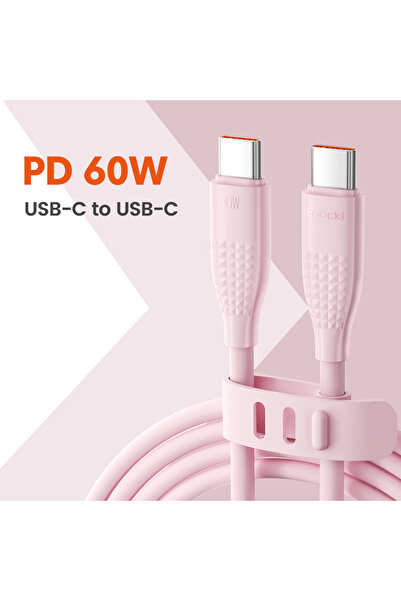 Toocki كابل USB C إلى Type C بطول 2 متر، 60 وات، وردي، 100 وات، كابل شحن سريع...
