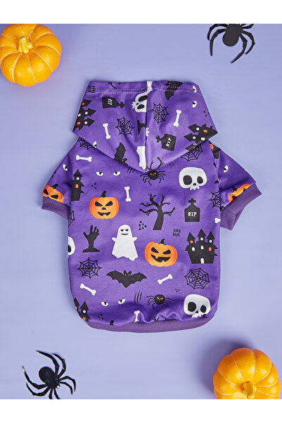 Choice XS (قديم) أزياء كلاب الهالوين الأرجوانية بقلنسوة للحيوانات الأليفة ملا...