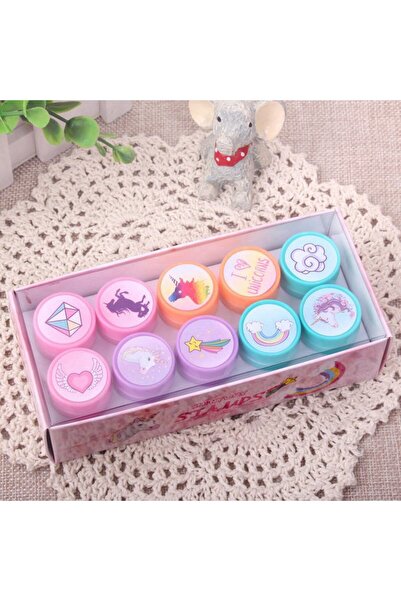 Choice3 Unicorn 10PCS Cartoon Self-ink Stamps Toy Gift Kids Favor Mermaid Uni...