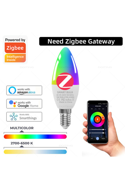 Choice نعم 1 قطعة AC85-265V Zigbee إصدار E14 لمبة إضاءة شمعة LED ذكية تعمل با...