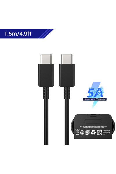 Samsung Black 1.5m 5A Pd Usb Cable 45W Type C To Type C Super Fast Charging Cabel Galaxy S25 Ultra S