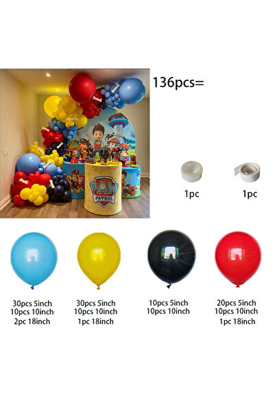 PAW PATROL كما في الصورة، الطراز 1، 136 قطعة، بالونات لاتكس كرتونية من رايدر ...
