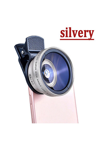 Choice عدسة 2 في 1 فضية بمشبك عالمي 37 مم عدسة احترافية للهواتف المحمولة 0.45...