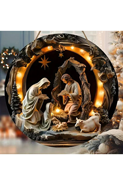 Miniso 20x20 سم F 1 قطعة جديدة 2D مشهد المهد علامة خشبية الإغاثة الدينية يسوع ولد علامة الكتاب المقدس ل