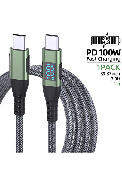 Choice 2 متر 1 قطعة كابل USBC إلى Type C أخضر 100 واط LAIHONEN كابل شاحن USBC...