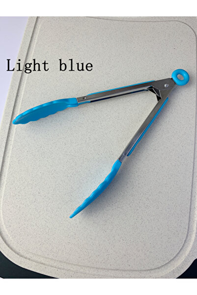 Choice 1Pcs Light Blue-885 Anti Slip Cooking Serving Tongs Stainless Steel Food Clip Bread Salad Tong Heat