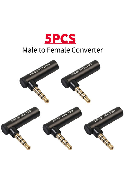 Choice5 محول سماعات أذن APWIKOGER أسود اللون، 5 قطع، مقبس 3.5 ملم، زاوية 90 د...