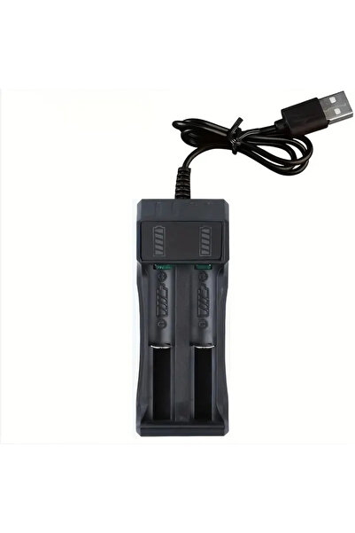 Choice1 شاحن بطارية 18650 مزدوج بفتحتين باللون الأسود 1 2 فتحة لشحن بطاريات ا...