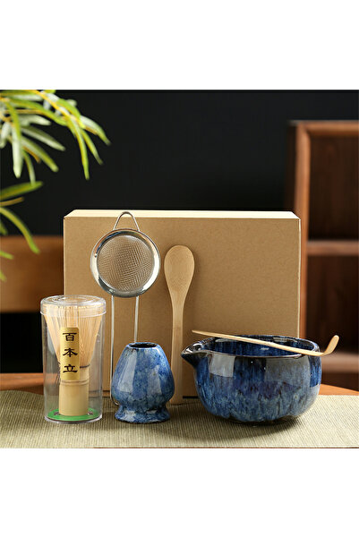 Choice3 Blue 6pcs 6pcs/Set Japanese Matcha Tea Set iced matcha Kit Bamboo Whi...