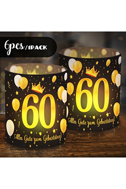 Choice 6pcs 60th Set of 6 Black Golden Crown Element Table Deco Lampshades 16...