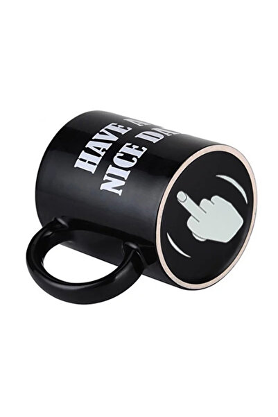 Choice كوب قهوة سيراميك أسود سعة 300-400 مل مع رسمة إصبع وسطى عمودية إبداعية ...