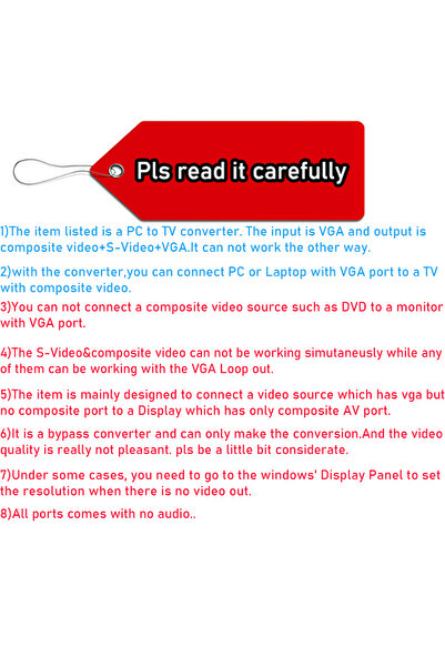 Choice Other Check note VGA to RCA Converter BOx PC to TV AV VGA S-video converter Splitter VGA to Composit