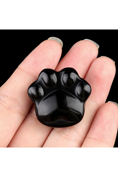 Choice 30x28mm Obsidian 1PC Cat Paw Natural Crystal Ornaments Amethyst Rose Q...