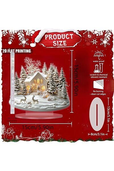 Choice 1 2D زينة عيد الميلاد الأنيقة المصنوعة من الأكريليك على شكل بيت ثلج ور...