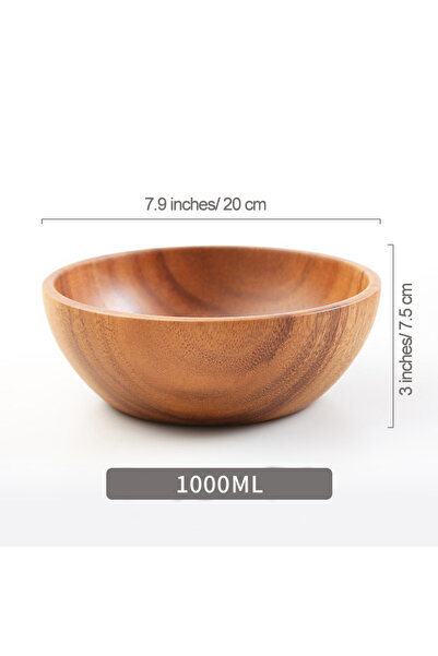 Choice وعاء سلطة فواكه خشبي من الأكاسيا سعة 1000 مل، وعاء أرز على الطريقة الي...