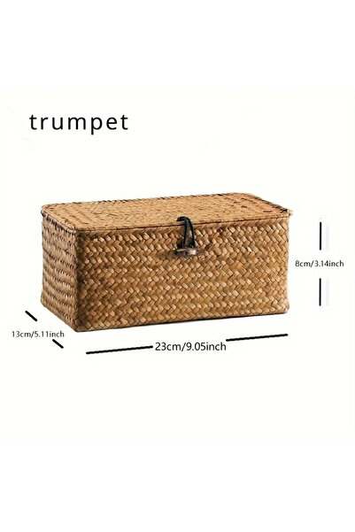Choice trumpet Handmade Straw Woven Vintage Storage Rack Basket, Desktop Stor...