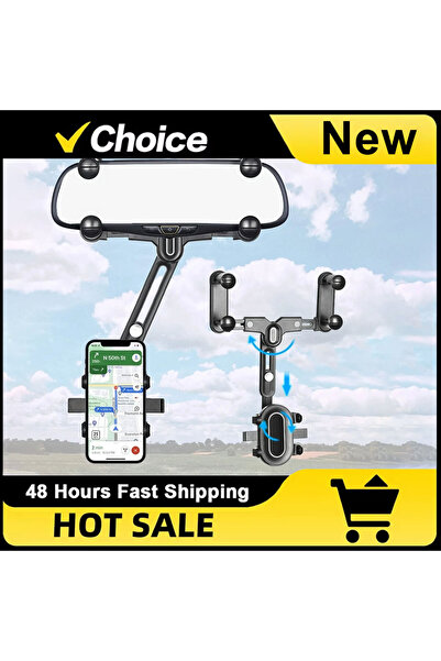 Choice حامل هاتف محمول أسود 360 درجة في مرآة الرؤية الخلفية للسيارة للدوران ف...