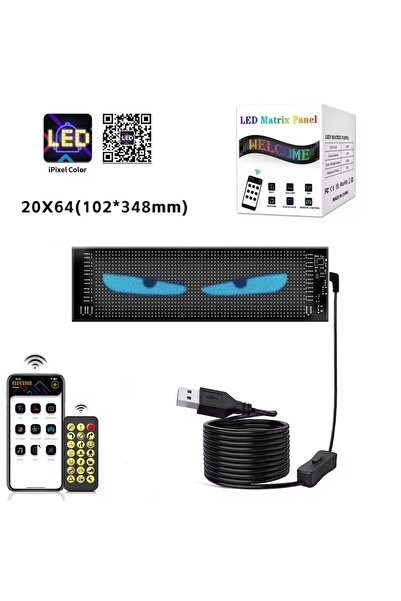 Choice لوحة مصفوفة LED ذكية 20 × 64 LED، قابلة للتمرير، ساطعة، إعلانية، USB 5...
