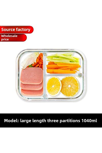 Choice Y81 1040T Pink 3 Glass Lunch Box Sealed Fresh-Keeping Box with Lid Por...