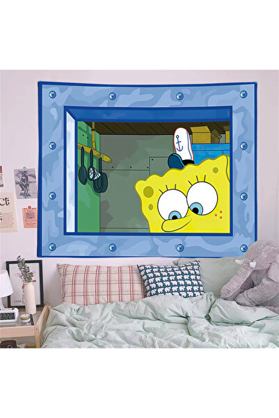 Choice13 40×60 سم 01-GT-05 سبونج بوب وسكويدوارد، خلفية ديكور كرتونية، قماش مع...